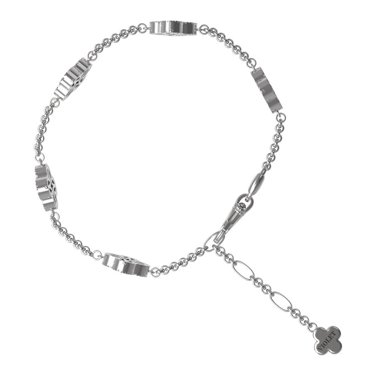 Браслет из белого золота c бриллиантами, ониксом и перламутром