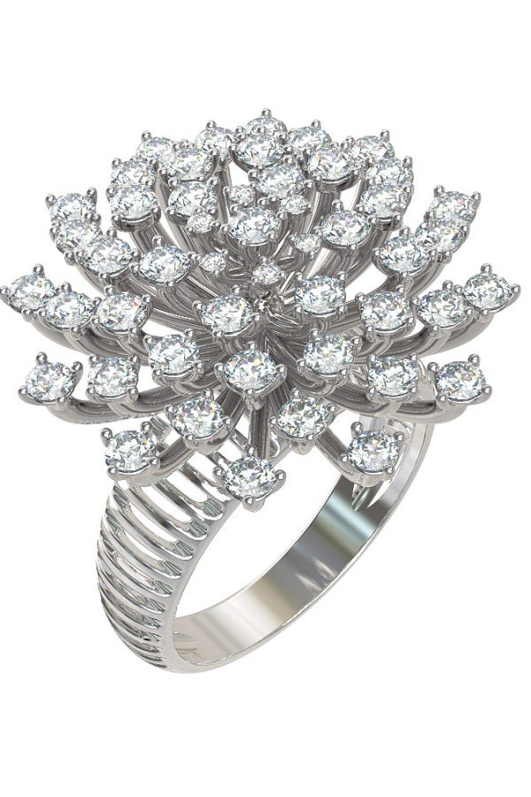 Кольцо из белого золота 585 пробы c бриллиантами