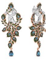 Серьги из золота 585 пробы c фианитом и топазом London Blue