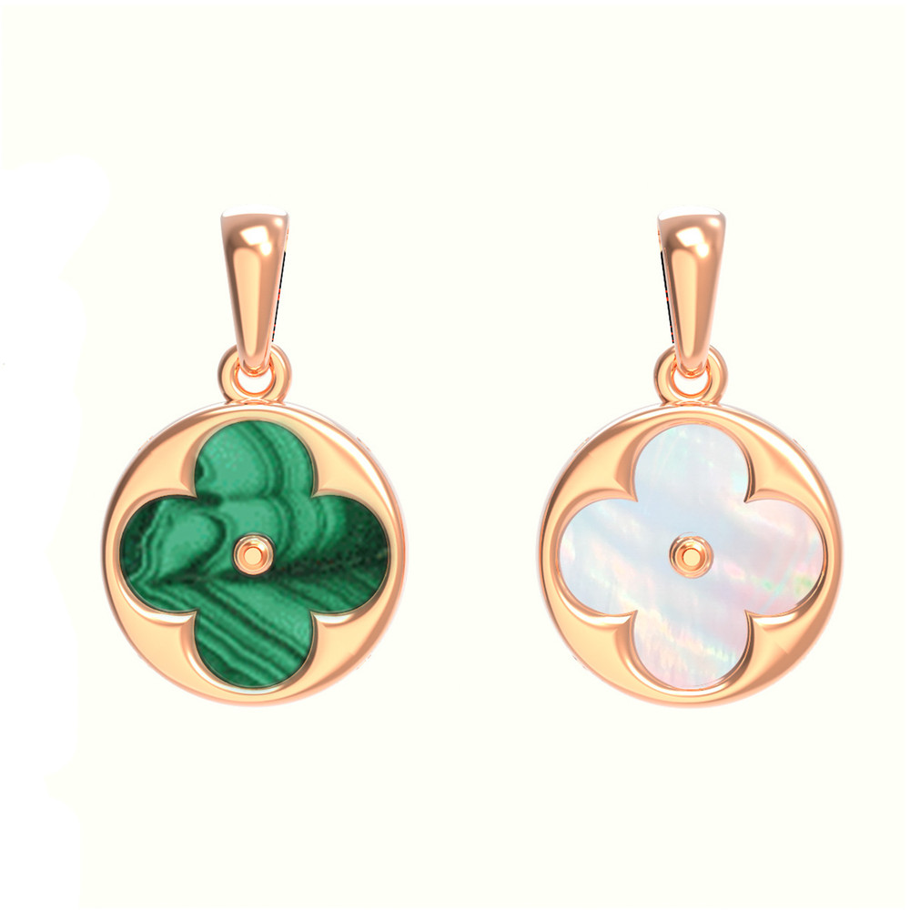 Подвеска из золота c малахитом и перламутром