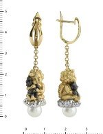 Серьги из лимонного золота 585 пробы c жемчугом