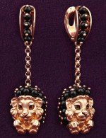 Серьги из золота 585 пробы c эмалью и ониксом