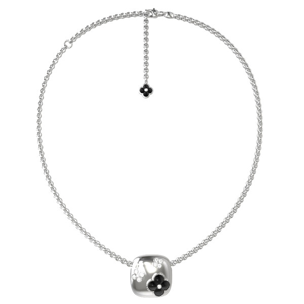 Колье из белого золота c бриллиантами и ониксом
