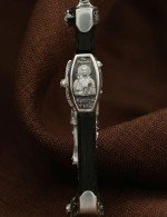 Крест из белого золота 585 пробы c эбеновым деревом