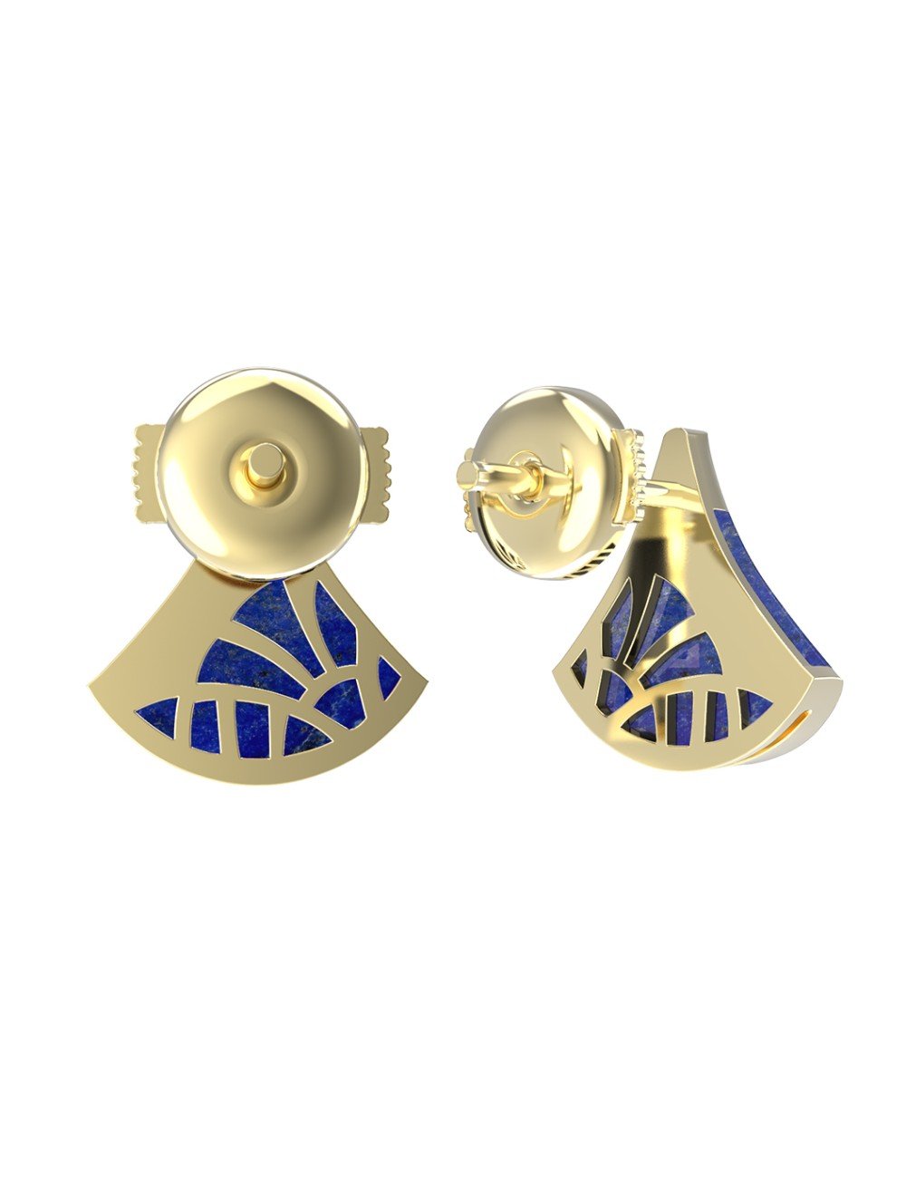 Серьги из лимонного золота 585 пробы c бриллиантами и лазуритом