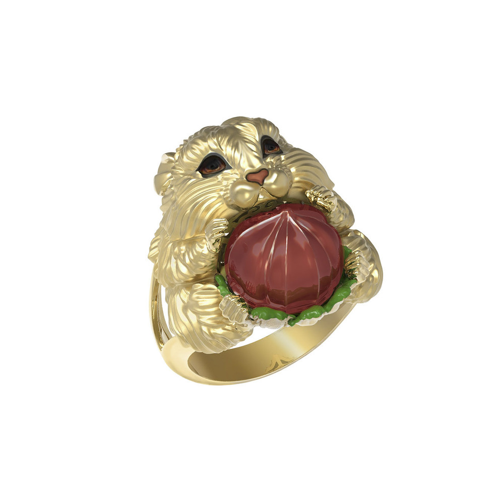 Кольцо из лимонного золота c эмалью