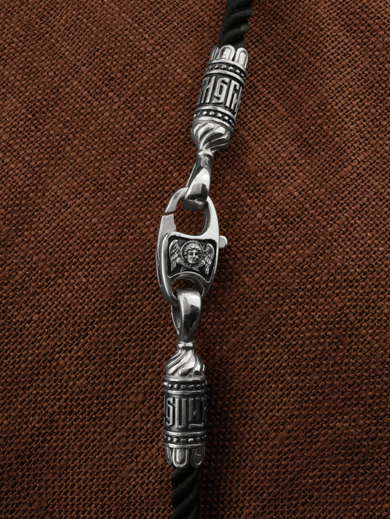 Шнурок шёлковый из белого золота c шёлковым шнурком