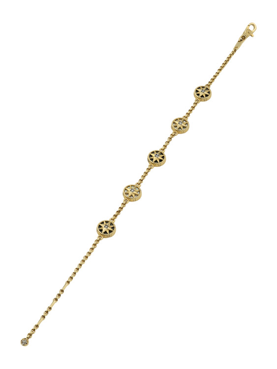 Браслет из лимонного золота c бриллиантами, ониксом и перламутром