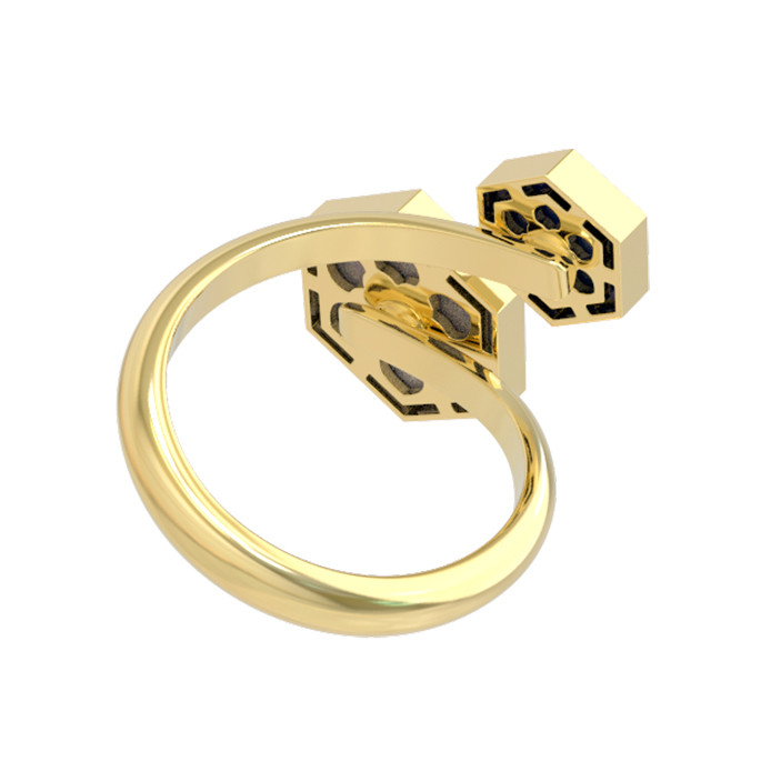 Кольцо из лимонного золота c лазуритом и перламутром