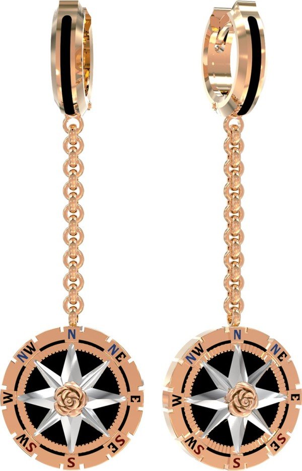 Серьги из золота c эмалью и ониксом