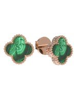 Серьги из золота 585 пробы c малахитом