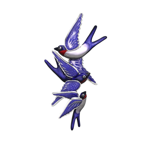 Брошь из белого золота c эмалью