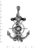 Подвеска из белого золота 585 пробы c ониксом и эбеновым деревом