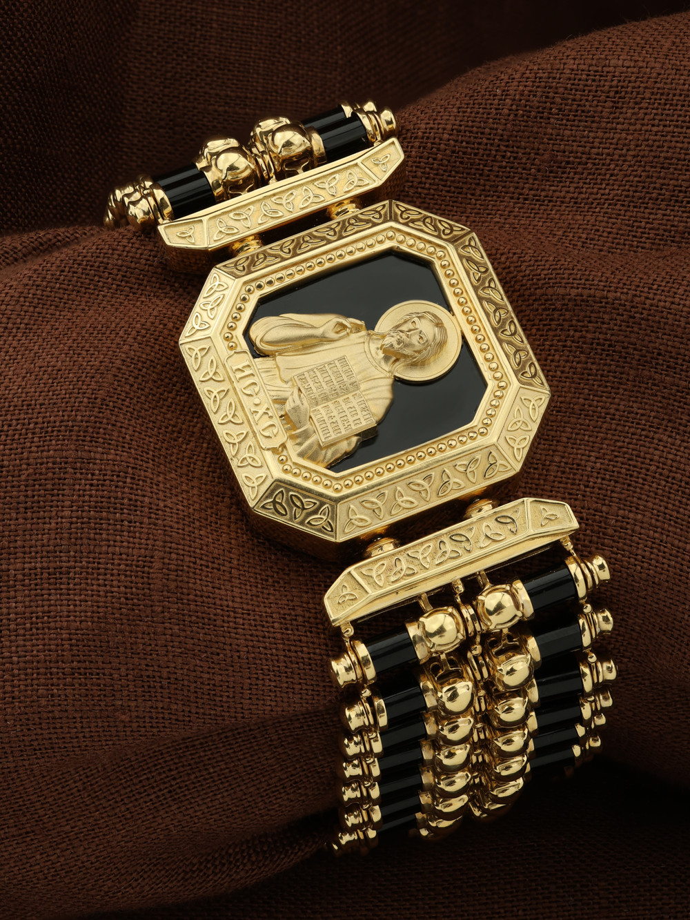 Браслет из лимонного золота c ониксом