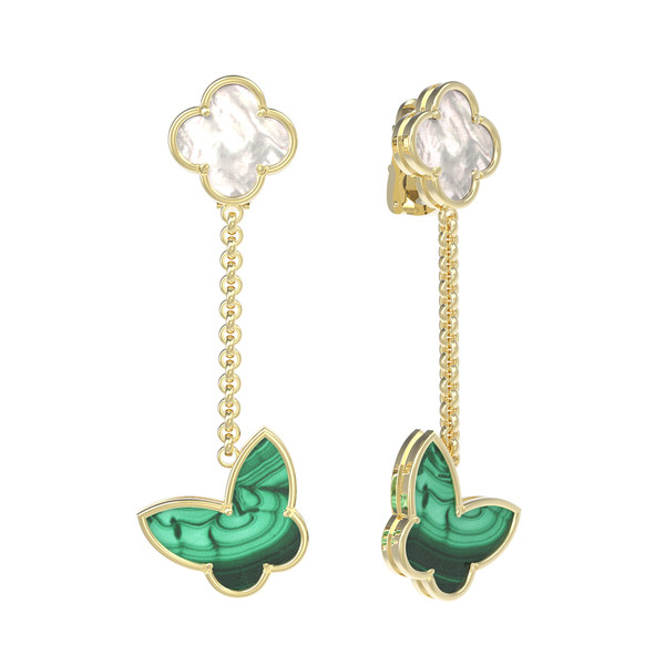 Серьги из лимонного золота c малахитом и перламутром