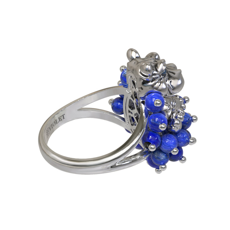 Кольцо из белого золота c эмалью и лазуритом