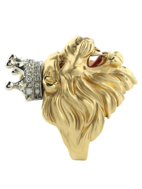 Кольцо из лимонного золота c эмалью и бриллиантами