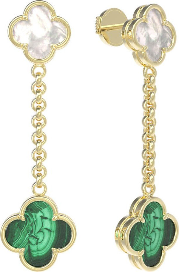 Серьги из лимонного золота c малахитом и перламутром