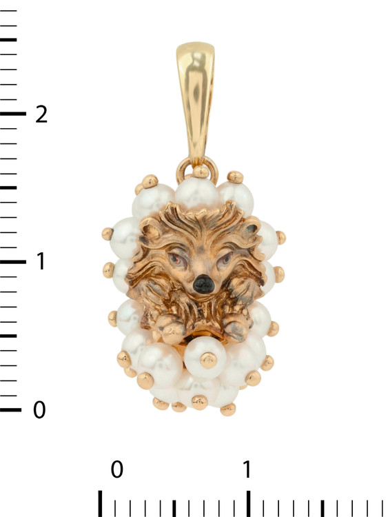 Подвеска из золота c эмалью и жемчугом