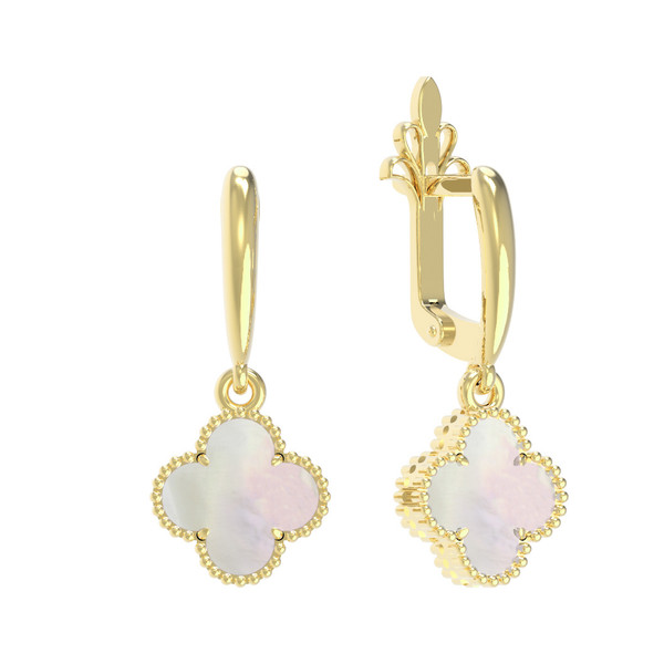 Серьги из лимонного золота c перламутром