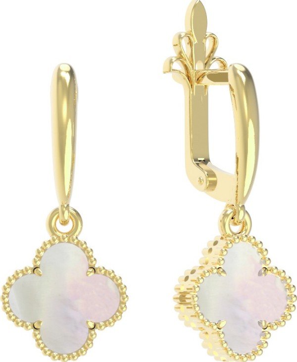 Серьги из лимонного золота 585 пробы c перламутром