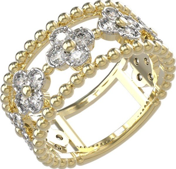 Кольцо из лимонного золота 585 пробы c бриллиантами