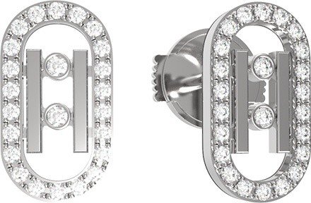 Серьги из белого золота 585 пробы c бриллиантами