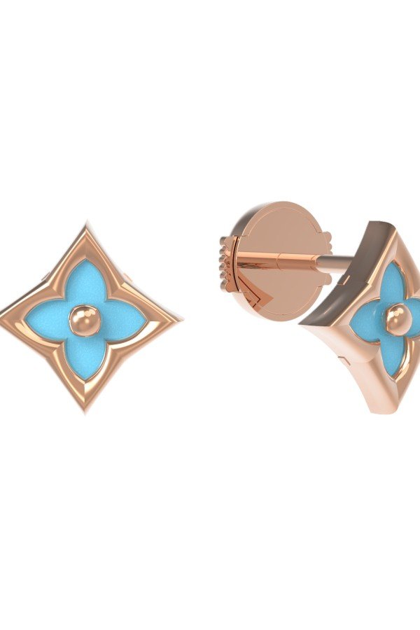 Серьги из золота 585 пробы c бирюзой