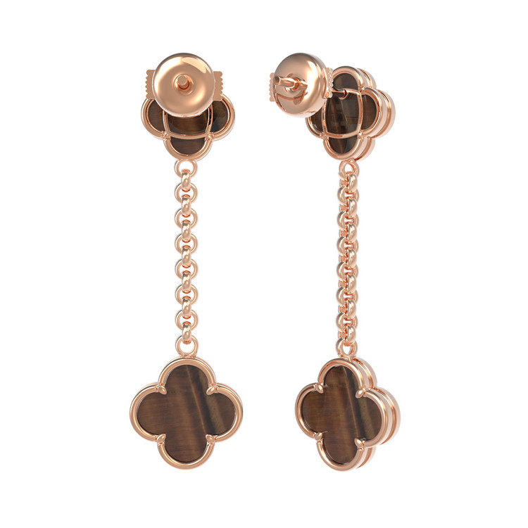 Серьги из золота c тигровым глазом