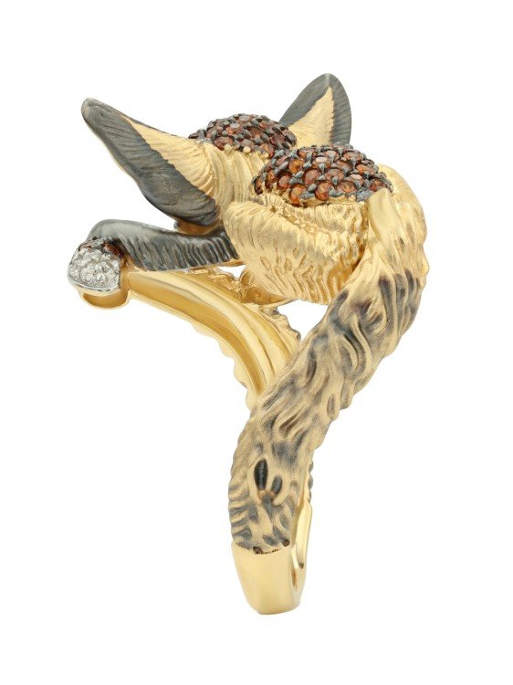 Кольцо из лимонного золота c эмалью и фианитом