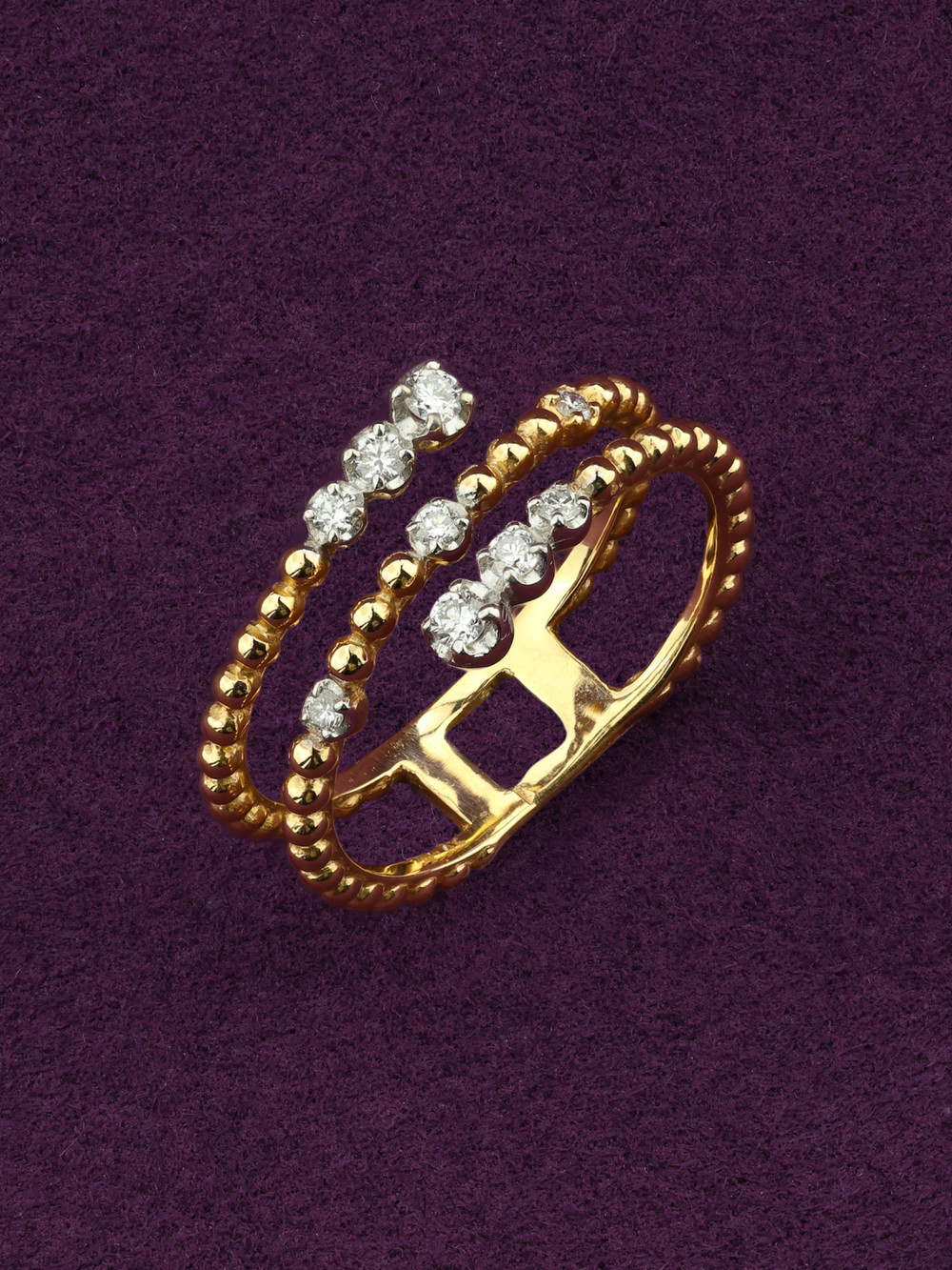 Кольцо из лимонного золота c бриллиантами