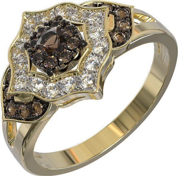 Кольцо из лимонного золота c бриллиантами