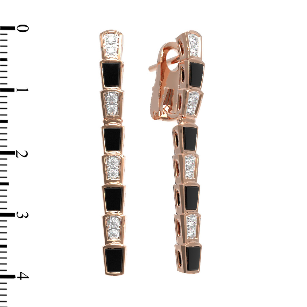 Серьги из золота c бриллиантами и ониксом