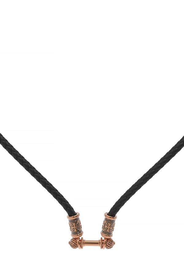 Гайтан из золота c кожаным шнурком