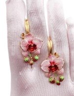 Серьги из лимонного золота 585 пробы c эмалью