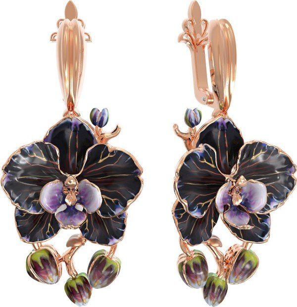 Серьги из золота c эмалью