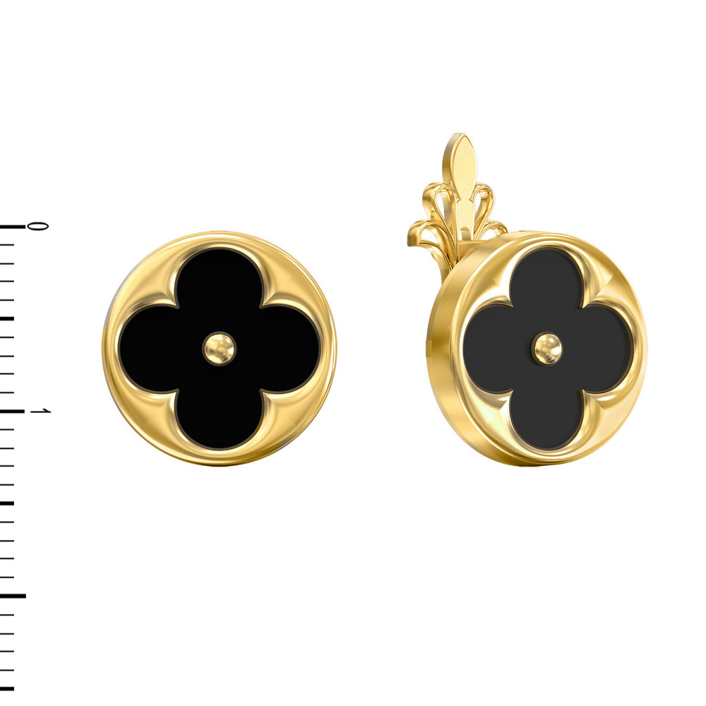 Серьги из лимонного золота c ониксом