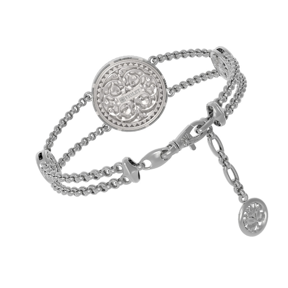 Браслет из белого золота c эмалью