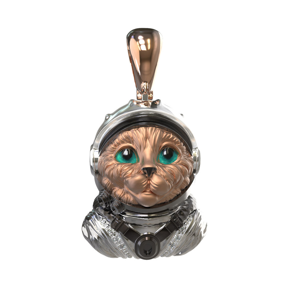 Подвеска из золота c эмалью, бриллиантами и рубином