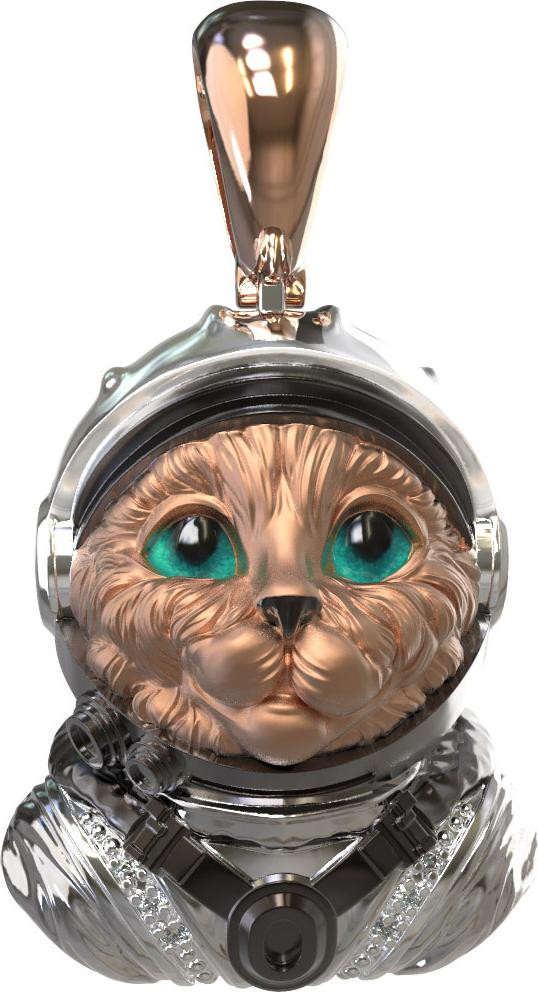 Подвеска из золота c эмалью, бриллиантами и рубином