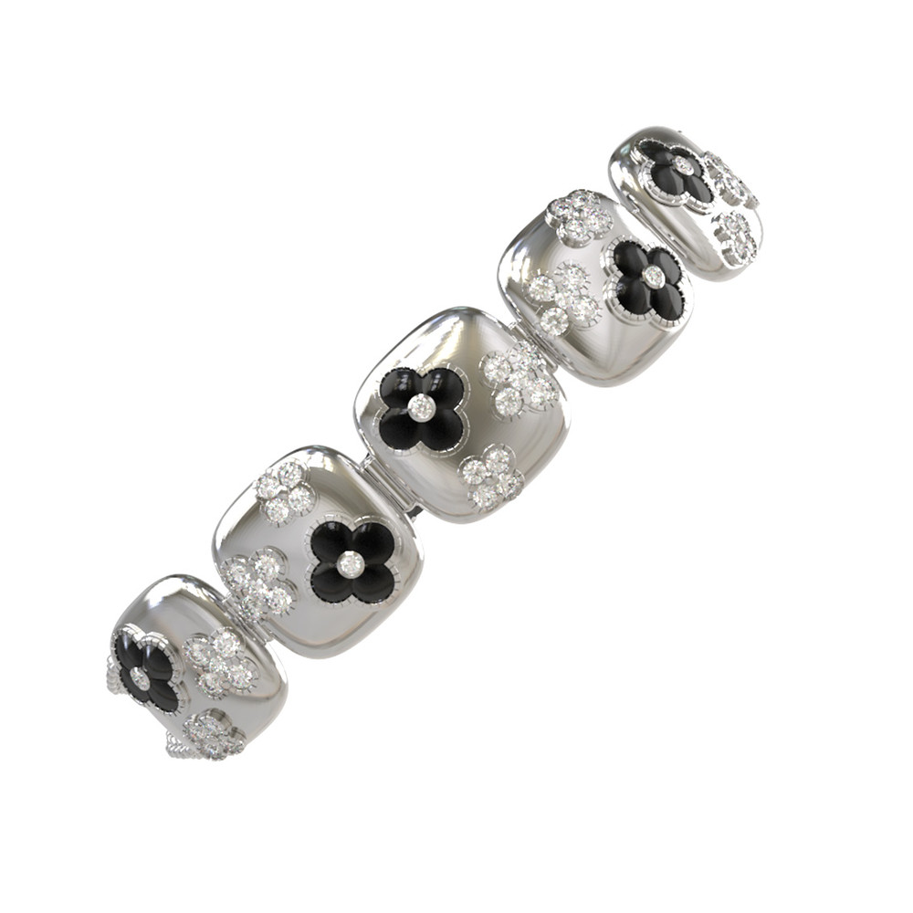 Браслет из белого золота c бриллиантами и ониксом