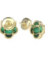 Серьги из лимонного золота 585 пробы c малахитом