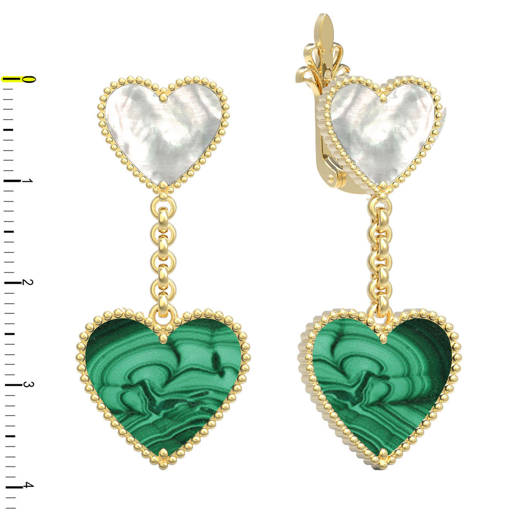 Серьги из лимонного золота c малахитом и перламутром