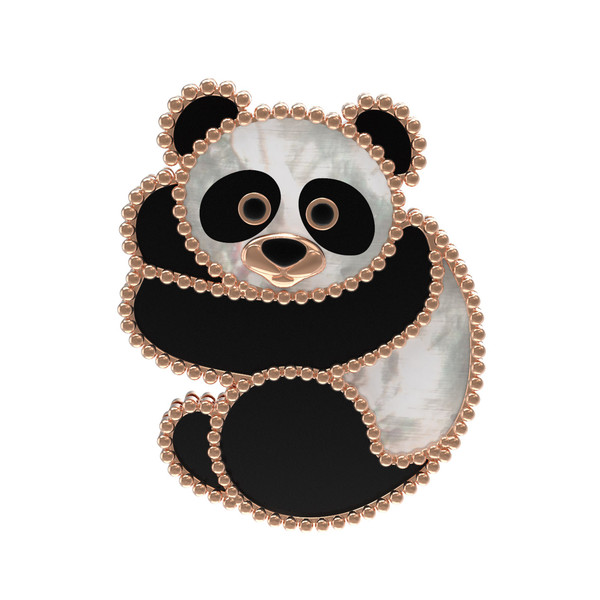 Брошь из золота c эмалью, ониксом и перламутром