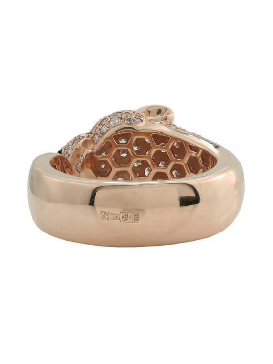 Кольцо из розового золота c бриллиантами, изумрудом и ониксом