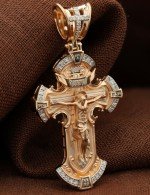 Крест из золота 585 пробы c бриллиантами