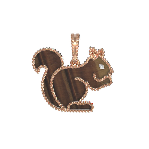 Подвеска из золота c бриллиантами и тигровым глазом