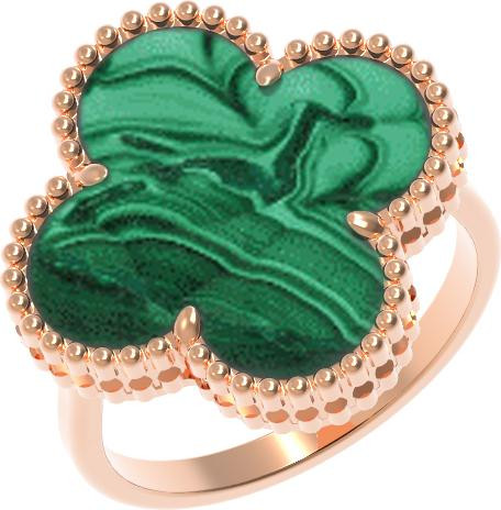 Кольцо из золота c малахитом