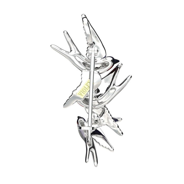 Брошь из белого золота c эмалью