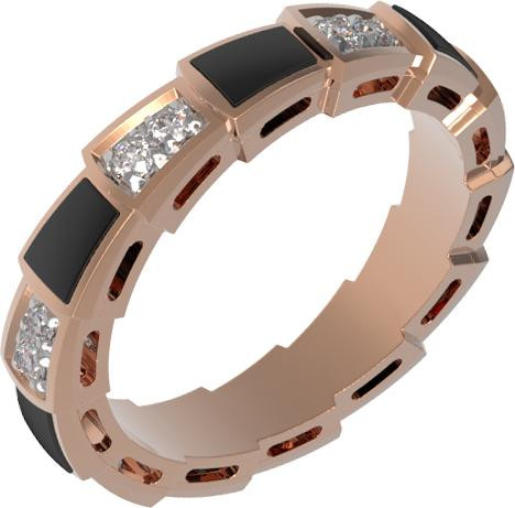 Кольцо из золота c бриллиантами и ониксом